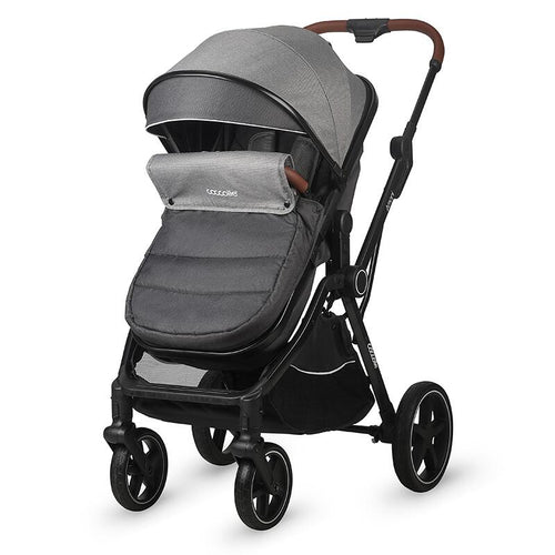 Anthrazitfarbener Kinderwagen 3in1 Coccolle Amani, mit Fußdecke.