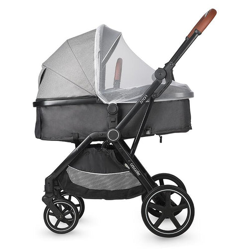 Anthrazitfarbener Kinderwagen 3in1 Coccolle Amani mit Tragetasche.